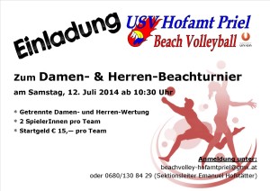 Einladung Damen- u. Herren-Beachturnier